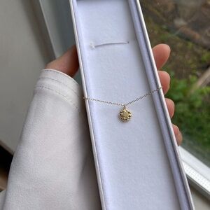 14k solid gold sunflower necklace